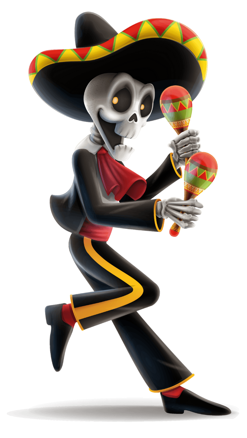 The Salty Sombrero skeleton mascot